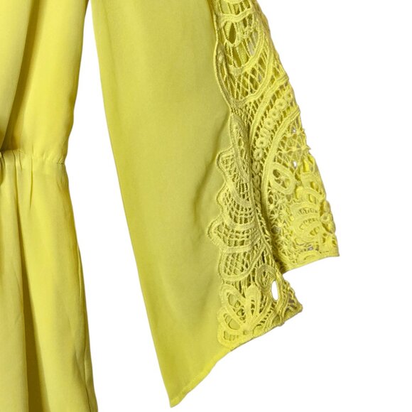 Entro Yellow Romper Size Small Embroidered Sleeves - Picture 3 of 10